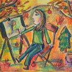 Шафеева Дина, 10 лет, «Право на образование. Я буду художником», масл. пастель, г. Стерлитамак, ДХШ № 1.