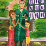 Громазина Аурика, 11 лет, С прабабушкой на 9 мая, гуашь, пр.Литвиненко Е.В.