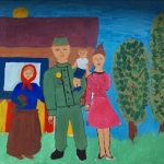 Рахсимбаева Софья, 9 лет. Отец вернулся с фронта, гуашь, пр.Курбатова Н.В.