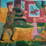 Ильина Владислава, 12 лет Возвращение папы с войцны, гуашь пр.Литвиненко О.В.