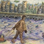 Шаронова Софья, 13 лет, Зима в блокадном Ленинграде, масляная пастель, пр.Лебедянцева Г.Ф.