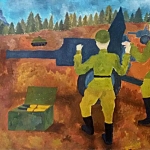 Толобаева Айгузель, 13 лет, Ведение боя, гуашь, пр. ЛитвиненкоО.В.
