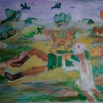 Ульмаскулова Лия, 12 лет, Ранение, гуашь, пр.Мухаметдинова В.Н.