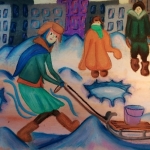 Кильметова Карина, 13 лет,  Трудное детство, сухая пастель, пр. Вилянова А.Ю.