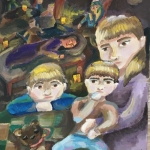 Спепанова Полина, 14 лет, В бомбоубежище в годы войны.Ленинград, гуашь, пр.Литвиненко О.В.