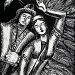 Шарифуллин Эмиль,15 лет, «Урал Батыр и Хумай», 2018 г., бум., граттаж, 42х60, Россия, Башкортостан, г. Стерлитамак, ДХШ № 1, пед.Махмутов С.М.
